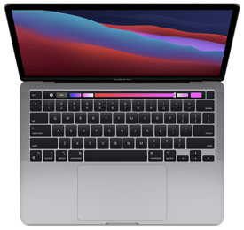 Macbook Pro 17,1 A2338 M1 8-Core 3.2GHz 13" 8Go 2To SSD MYDA2LL/A Fin 2020 AZERTY